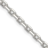 Sterling Silver 3.25mm Beveled Oval Cable Chain Necklace
