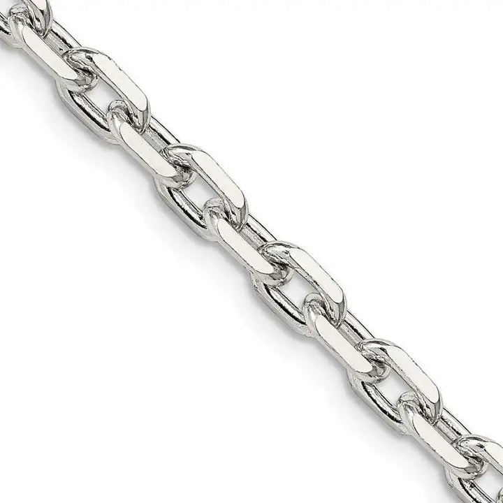 Sterling Silver 4.9mm Beveled Oval Cable Chain Necklace - Larson Jewelers