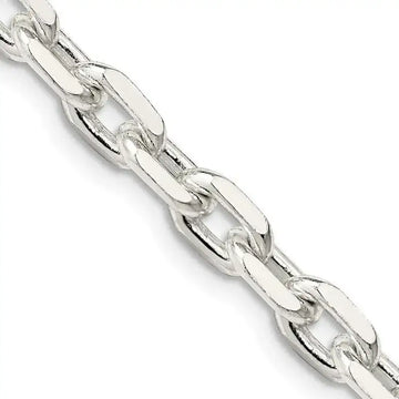 Sterling Silver 5.4mm Beveled Oval Cable Chain Necklace - Larson Jewelers