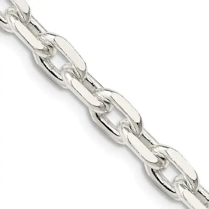 Sterling Silver 5.4mm Beveled Oval Cable Chain Necklace - Larson Jewelers