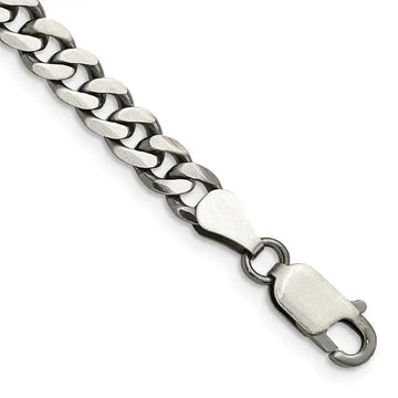 Sterling Silver Antiqued 6mm Curb Chain Bracelet - Larson Jewelers