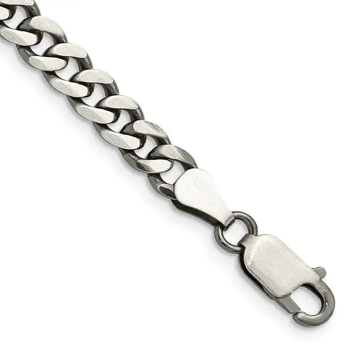 Sterling Silver Antiqued 6mm Curb Chain Bracelet - Larson Jewelers