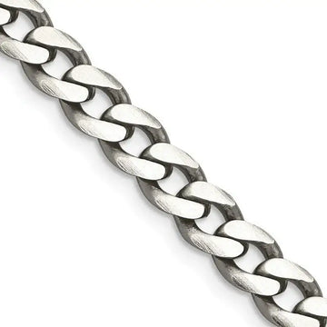 Sterling Silver Antiqued 7mm Curb Chain Necklace - Larson Jewelers