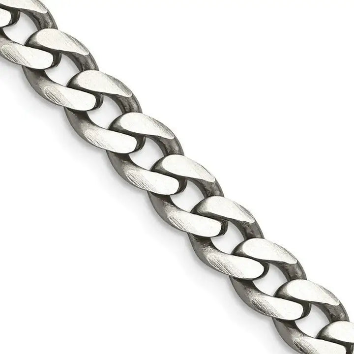 Sterling Silver Antiqued 7mm Curb Chain Necklace - Larson Jewelers