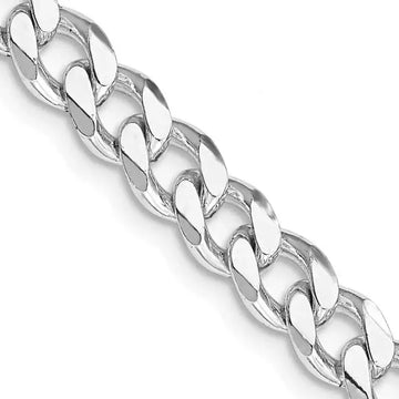 Sterling Silver Rhodium-plated 7mm Curb Chain Necklace - Larson Jewelers