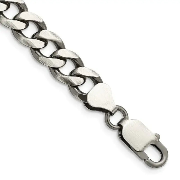 Sterling Silver Antiqued 7.5mm Curb Chain Bracelet - Larson Jewelers