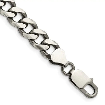Sterling Silver Antiqued 7.5mm Curb Chain Bracelet - Larson Jewelers