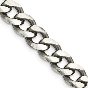 Sterling Silver Antiqued 7.5mm Curb Chain Necklace - Larson Jewelers