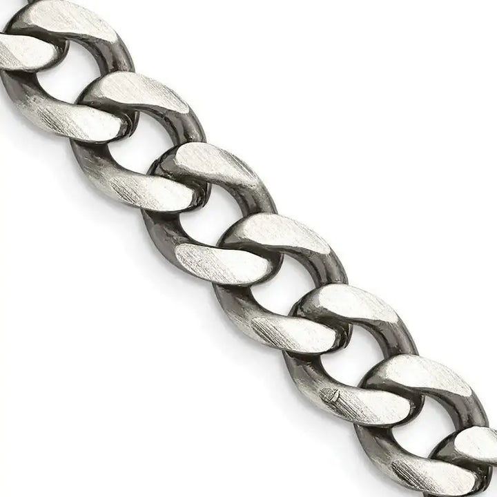 Sterling Silver Antiqued 7.5mm Curb Chain Necklace - Larson Jewelers