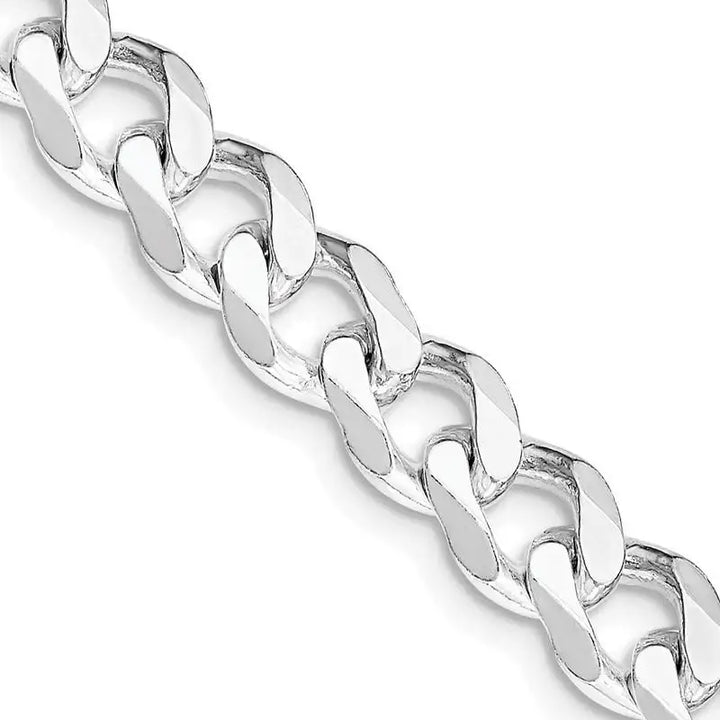 Sterling Silver Rhodium-plated 7.5mm Curb Chain Necklace - Larson Jewelers