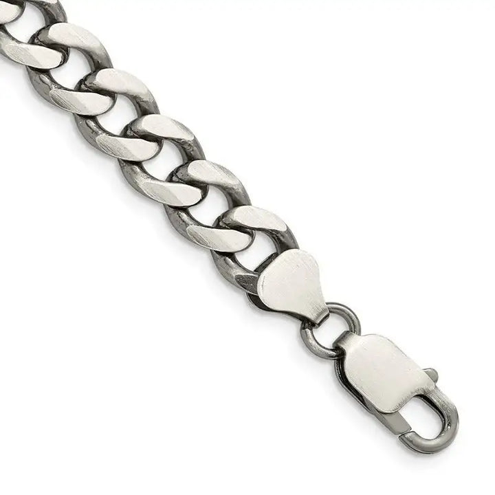 Sterling Silver Antiqued 8mm Curb Chain Bracelet - Larson Jewelers
