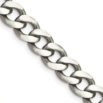 Sterling Silver Antiqued 8mm Curb Chain Necklace - Larson Jewelers