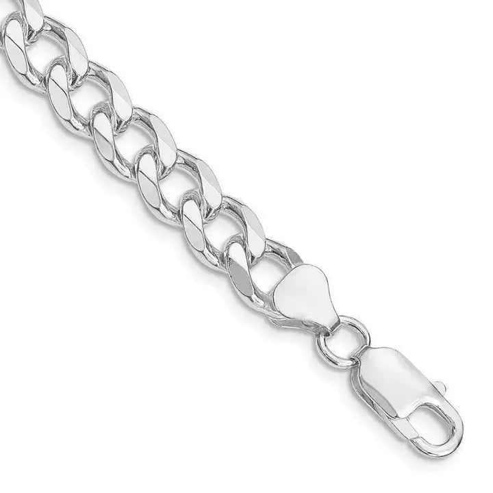 Sterling Silver Rhodium-plated 8mm Curb Chain Bracelet - Larson Jewelers