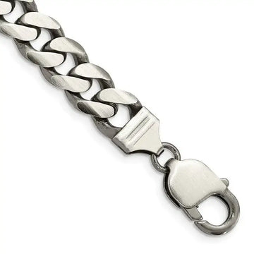 Sterling Silver Antiqued 9mm Curb Chain Bracelet - Larson Jewelers