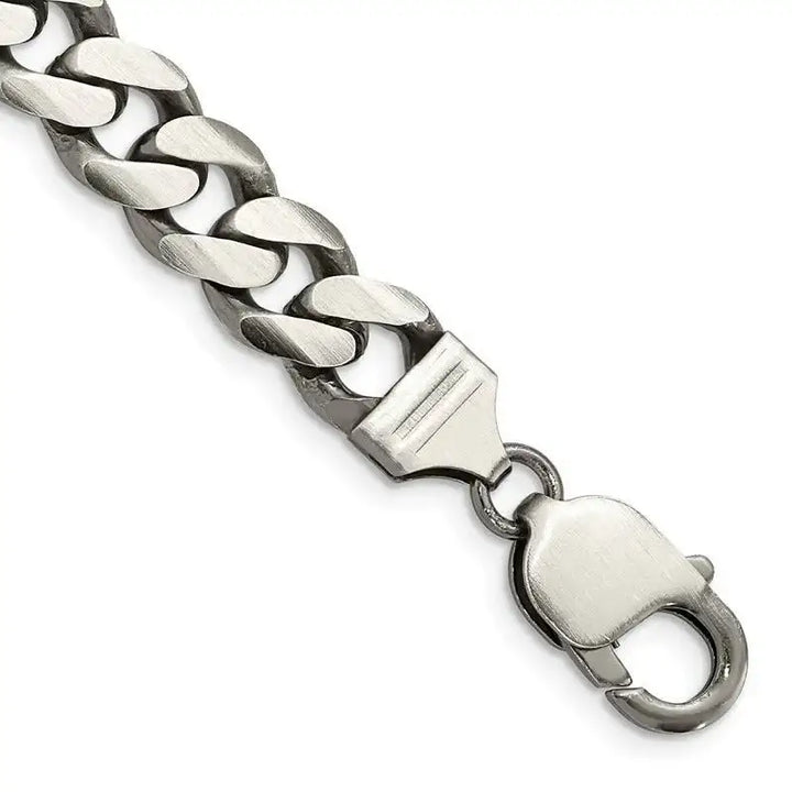 Sterling Silver Antiqued 9mm Curb Chain Bracelet - Larson Jewelers