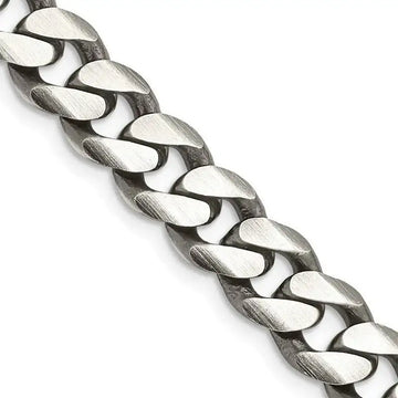 Sterling Silver Antiqued 9mm Curb Chain Necklace - Larson Jewelers