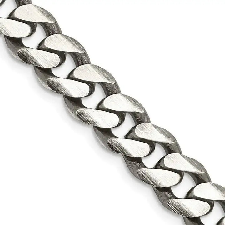 Sterling Silver Antiqued 9mm Curb Chain Necklace - Larson Jewelers