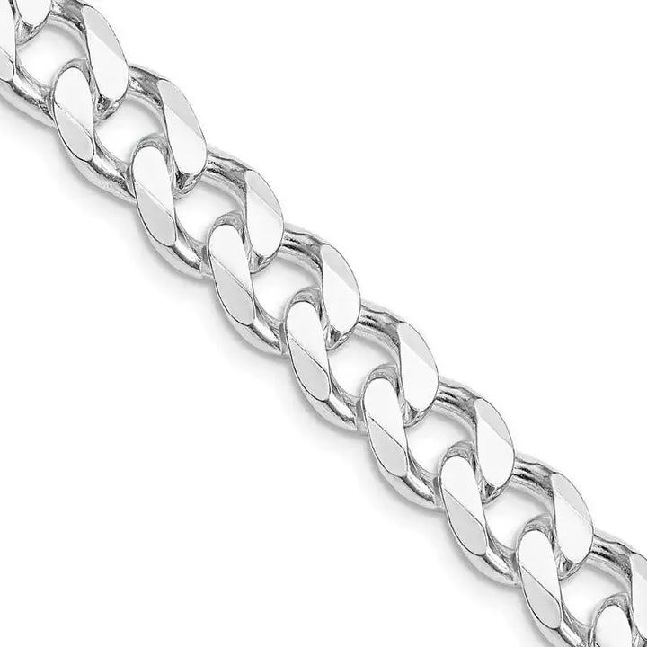 Sterling Silver Rhodium-plated 9mm Curb Chain Necklace - Larson Jewelers