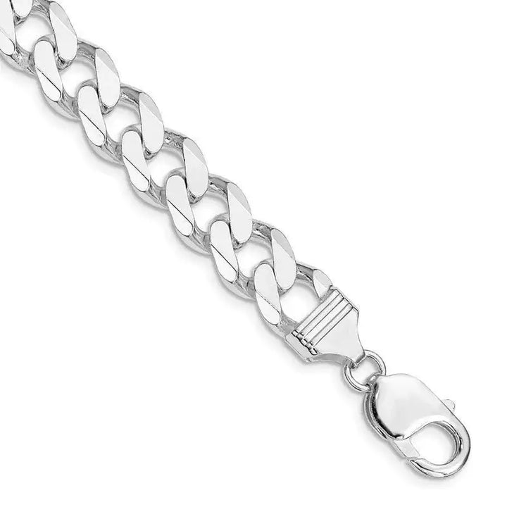 Sterling Silver Rhodium-plated 11mm Curb Chain Bracelet - Larson Jewelers