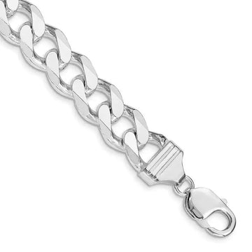 Sterling Silver Rhodium-plated 13mm Curb Chain Bracelet - Larson Jewelers
