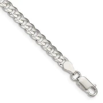 Sterling Silver 4.5mm Concave Beveled Curb Chain Bracelet - Larson Jewelers