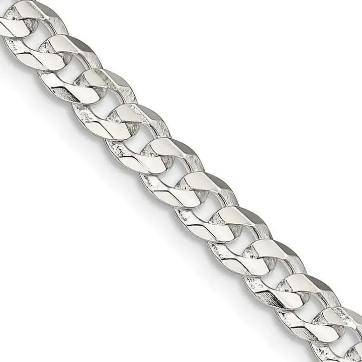 Sterling Silver 4.5mm Concave Beveled Curb Chain Necklace - Larson Jewelers