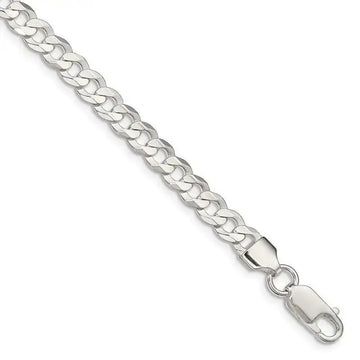 Sterling Silver 5.65mm Concave Beveled Curb Chain Bracelet - Larson Jewelers