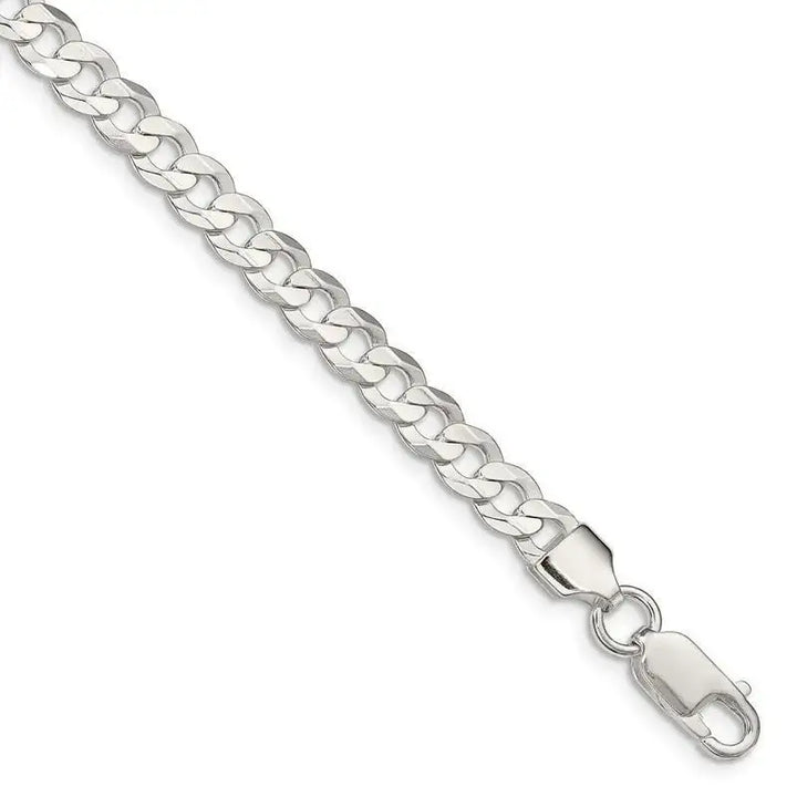 Sterling Silver 5.65mm Concave Beveled Curb Chain Bracelet - Larson Jewelers