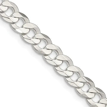 Sterling Silver 5.65mm Concave Beveled Curb Chain Necklace - Larson Jewelers