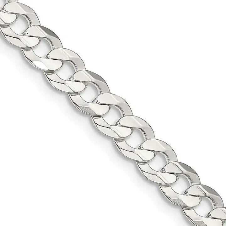 Sterling Silver 5.65mm Concave Beveled Curb Chain Necklace - Larson Jewelers