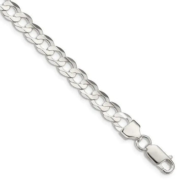 Sterling Silver 6.75mm Concave Beveled Curb Chain Bracelet - Larson Jewelers