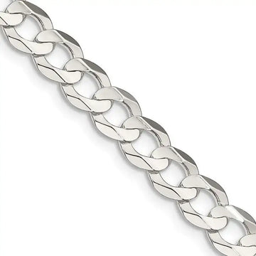 Sterling Silver 6.75mm Concave Beveled Curb Chain Necklace - Larson Jewelers