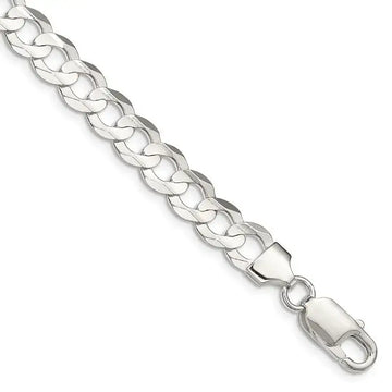 Sterling Silver 8mm Concave Beveled Curb Chain Bracelet - Larson Jewelers