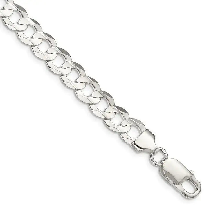 Sterling Silver 8mm Concave Beveled Curb Chain Bracelet - Larson Jewelers