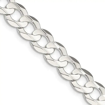 Sterling Silver 8mm Concave Beveled Curb Chain Necklace - Larson Jewelers