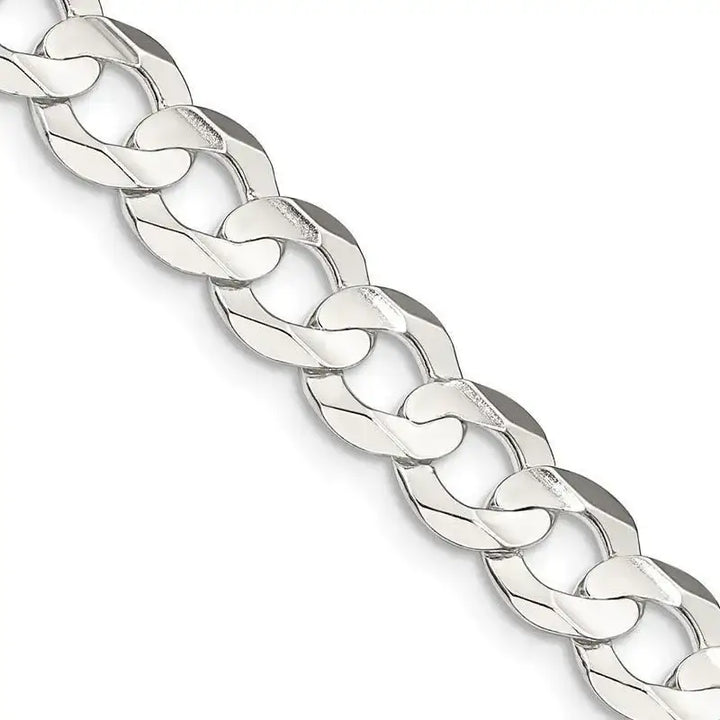 Sterling Silver 8mm Concave Beveled Curb Chain Necklace - Larson Jewelers
