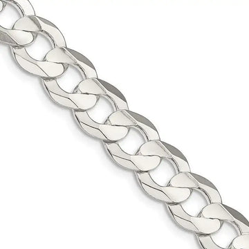 Sterling Silver 9.75mm Concave Beveled Curb Chain Necklace - Larson Jewelers