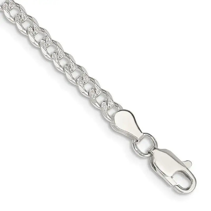 Sterling Silver 4mm Pav‚ Curb Chain Bracelet - Larson Jewelers