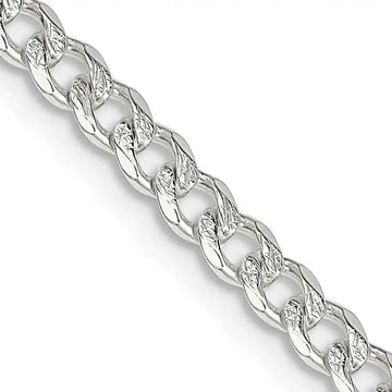Sterling Silver 4mm Pav Curb Chain Necklace - Larson Jewelers