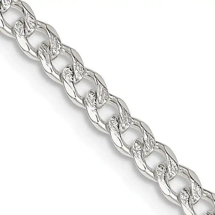 Sterling Silver 4mm Pav Curb Chain Necklace - Larson Jewelers