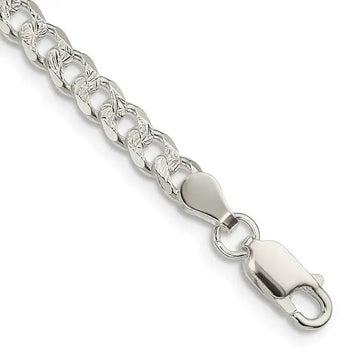 Sterling Silver 4.5mm Pav‚ Curb Chain Bracelet - Larson Jewelers
