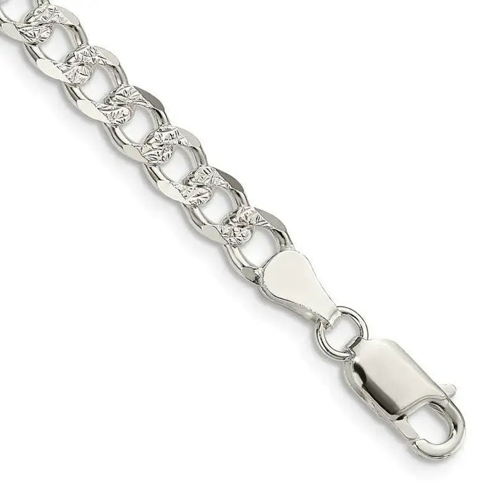 Sterling Silver 5.5mm Pav‚ Curb Chain Bracelet - Larson Jewelers