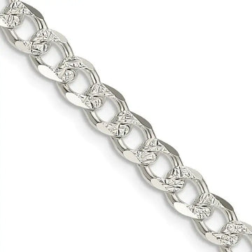 Sterling Silver 5.5mm Pav‚ Curb Chain Necklace - Larson Jewelers