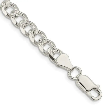 Sterling Silver 7mm Pave Curb Chain Bracelet - Larson Jewelers