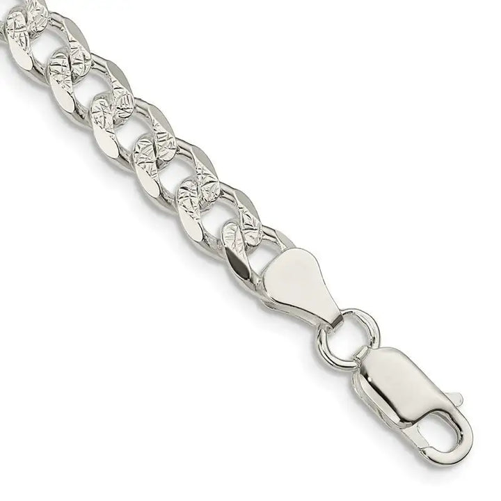 Sterling Silver 7mm Pave Curb Chain Bracelet - Larson Jewelers