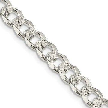 Sterling Silver 7mm Pav‚ Curb Chain Necklace - Larson Jewelers