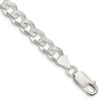 Sterling Silver 7.5mm Pave Curb Chain Bracelet - Larson Jewelers