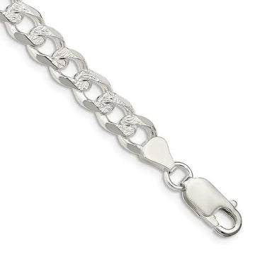 Sterling Silver 7.5mm Pav‚ Curb Chain Bracelet - Larson Jewelers