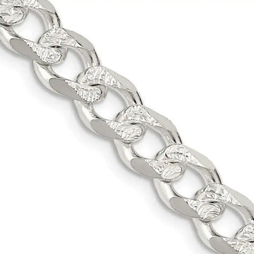 Sterling Silver 7.5mm Pav‚ Curb Chain Necklace - Larson Jewelers