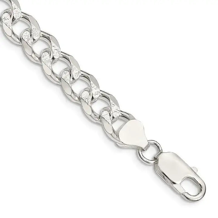 Sterling Silver 8mm Pav‚ Curb Chain Bracelet - Larson Jewelers